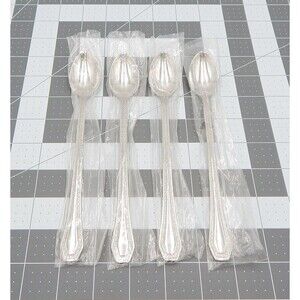 Reed & Barton Stainless Iced Teaspoon Copley Flatware Dot Dash Flatware Set of 4